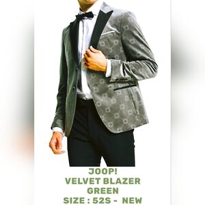 JOOP! Green Pontaglio Italian Velvet Blazer Dinner Jacket , Size 52 Slim - NEW